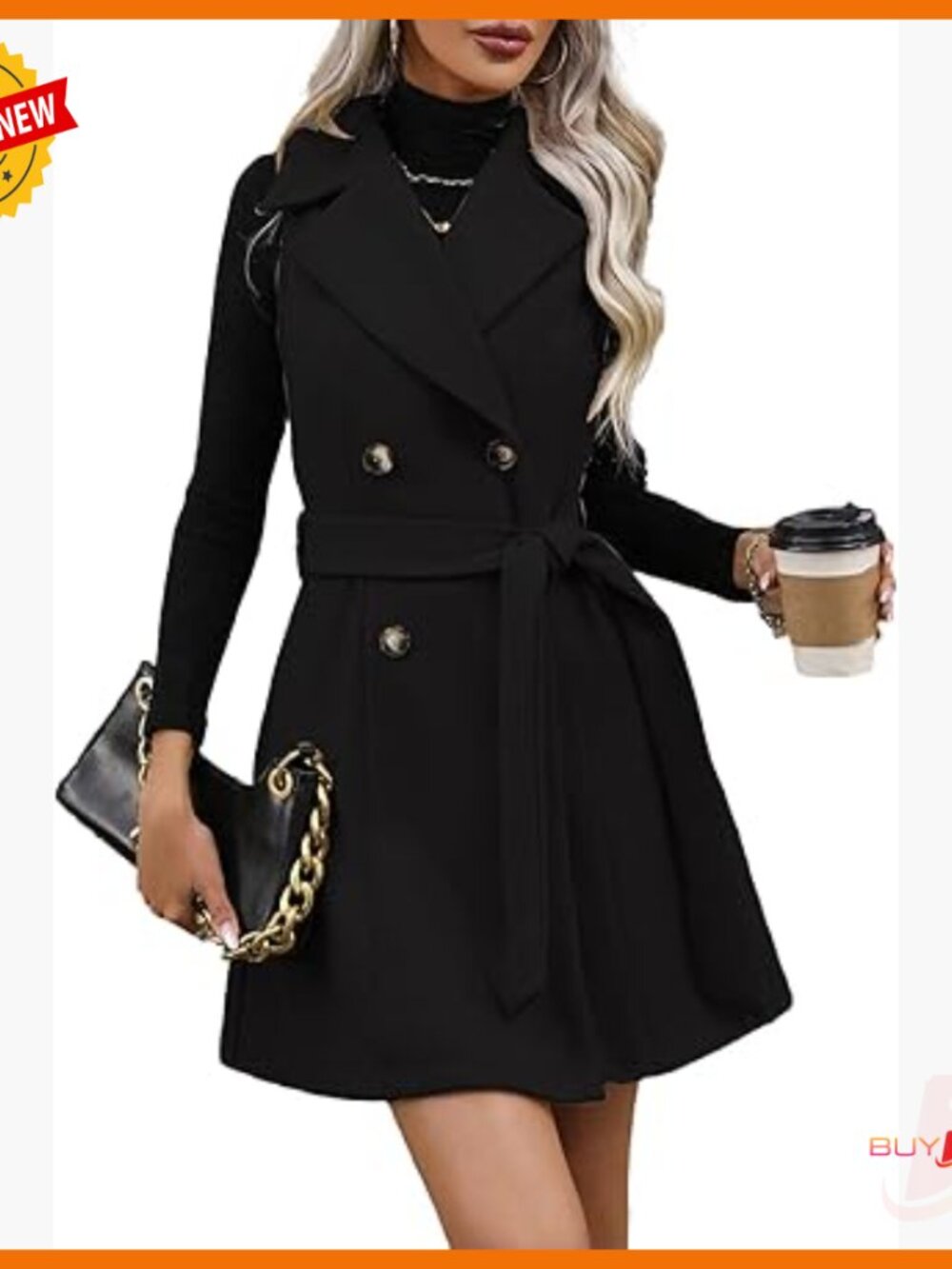Long Wool Vest Sleeveless Blazer Double Breasted Trench Coat With Belt